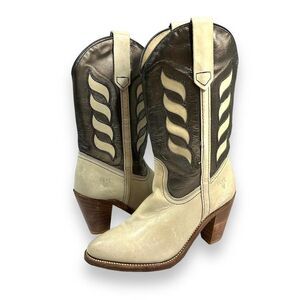 Vintage Frye Western‎ Leather Metallic Cowgirl Boots Womens 6.5B